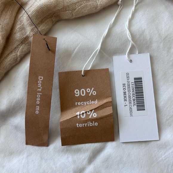 NWT Reformation Giusta Oversized Cashmere Cardigan eco beige large - Picture 9 of 10